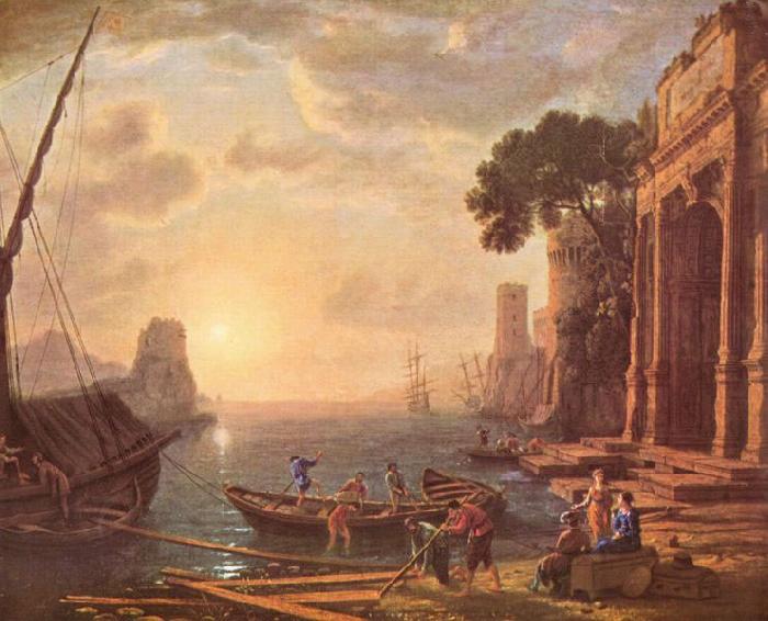 Claude Lorrain Hafen beim Sonnenuntergang oil painting picture